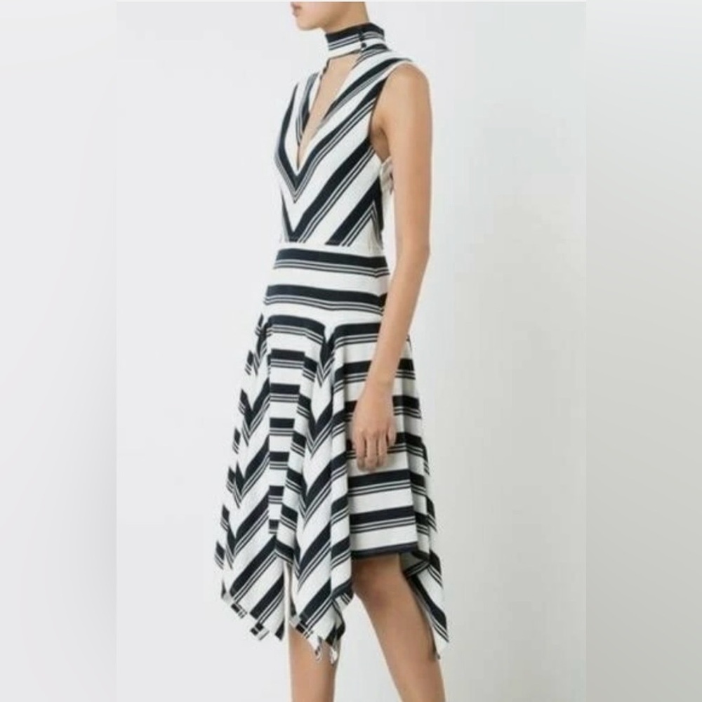 Derek Lam 10 Crosby Navy White Striped Handkerchief Old Money Hem Dress XS